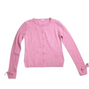 Il Gufo pink bow wool cardigan